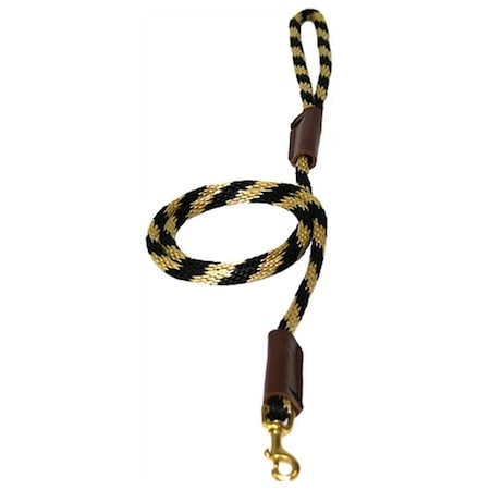 Lone Wolf Solid (Round) 3/8 Braided Rope Lead With Snap BLACK/GOLD